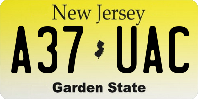 NJ license plate A37UAC