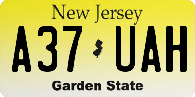 NJ license plate A37UAH