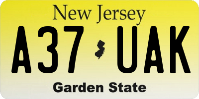 NJ license plate A37UAK