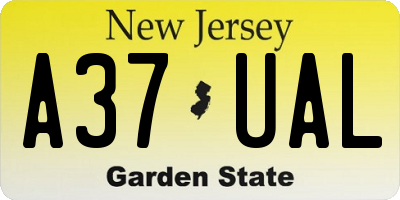 NJ license plate A37UAL