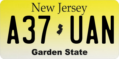 NJ license plate A37UAN
