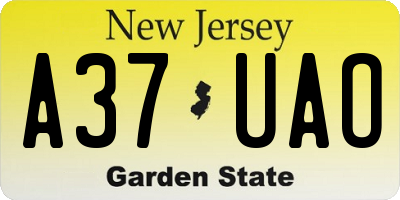 NJ license plate A37UAO