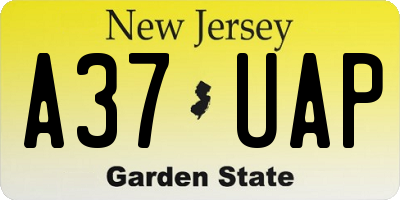 NJ license plate A37UAP