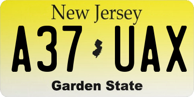 NJ license plate A37UAX