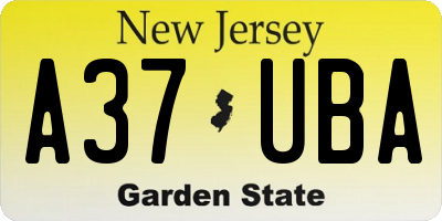 NJ license plate A37UBA