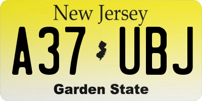 NJ license plate A37UBJ