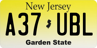 NJ license plate A37UBL