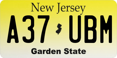 NJ license plate A37UBM