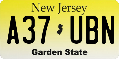 NJ license plate A37UBN