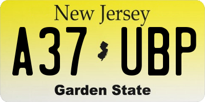 NJ license plate A37UBP