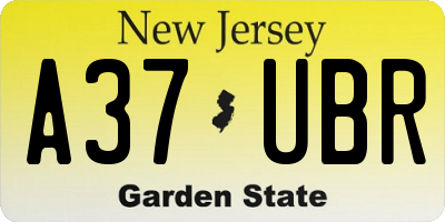 NJ license plate A37UBR
