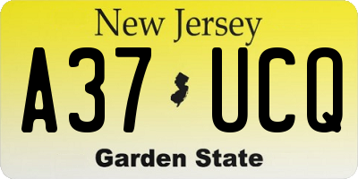 NJ license plate A37UCQ