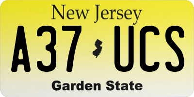 NJ license plate A37UCS