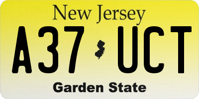NJ license plate A37UCT