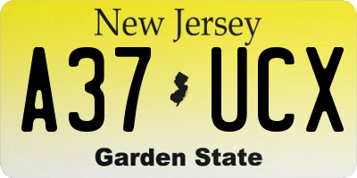 NJ license plate A37UCX
