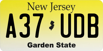 NJ license plate A37UDB