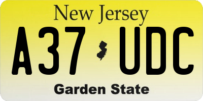 NJ license plate A37UDC