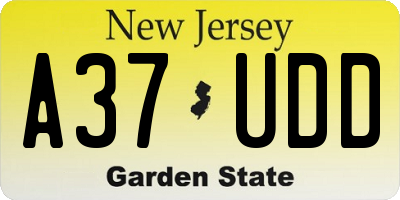 NJ license plate A37UDD