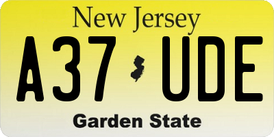 NJ license plate A37UDE