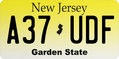 NJ license plate A37UDF