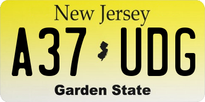 NJ license plate A37UDG