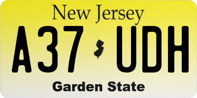 NJ license plate A37UDH