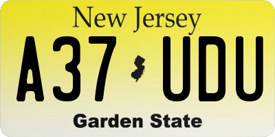 NJ license plate A37UDU