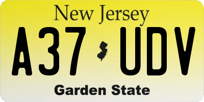 NJ license plate A37UDV