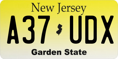 NJ license plate A37UDX