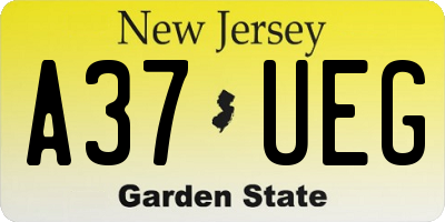 NJ license plate A37UEG