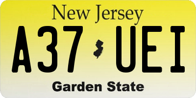 NJ license plate A37UEI