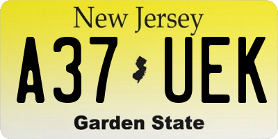 NJ license plate A37UEK