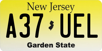 NJ license plate A37UEL