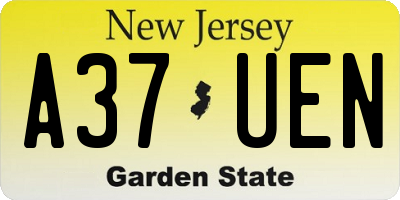 NJ license plate A37UEN