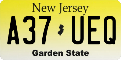 NJ license plate A37UEQ