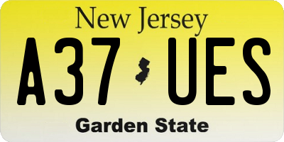 NJ license plate A37UES