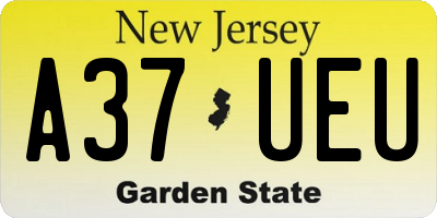 NJ license plate A37UEU