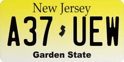 NJ license plate A37UEW