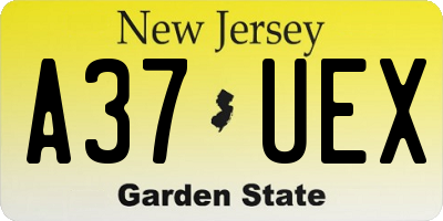 NJ license plate A37UEX