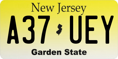 NJ license plate A37UEY