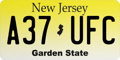NJ license plate A37UFC