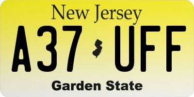 NJ license plate A37UFF