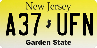 NJ license plate A37UFN