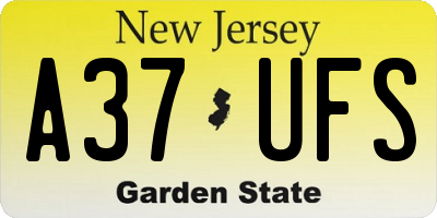 NJ license plate A37UFS