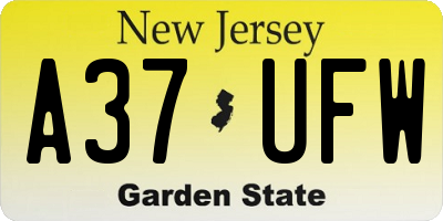NJ license plate A37UFW