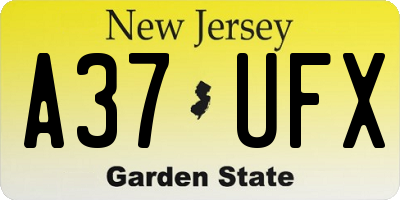 NJ license plate A37UFX