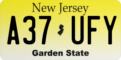 NJ license plate A37UFY