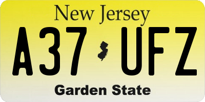 NJ license plate A37UFZ