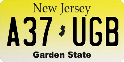 NJ license plate A37UGB