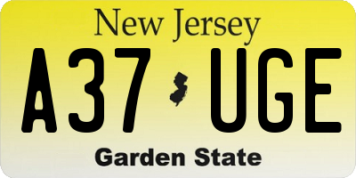 NJ license plate A37UGE